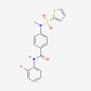 molecular formula C18H15FN2O3S2 B4565631 N-(2-fluorophenyl)-4-[methyl(2-thienylsulfonyl)amino]benzamide 