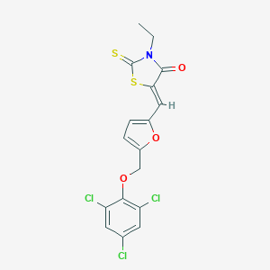 molecular formula C17H12Cl3NO3S2 B456568 3-Ethyl-2-thioxo-5-({5-[(2,4,6-trichlorophenoxy)methyl]-2-furyl}methylene)-1,3-thiazolidin-4-one 