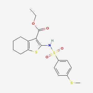 molecular formula C18H21NO4S3 B4565792 ethyl 2-({[4-(methylthio)phenyl]sulfonyl}amino)-4,5,6,7-tetrahydro-1-benzothiophene-3-carboxylate 