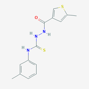 molecular formula C14H15N3OS2 B456582 N-(3-methylphenyl)-2-[(5-methyl-3-thienyl)carbonyl]hydrazinecarbothioamide 