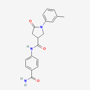 molecular formula C19H19N3O3 B4565824 N-(4-carbamoylphenyl)-1-(3-methylphenyl)-5-oxopyrrolidine-3-carboxamide 