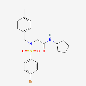 molecular formula C21H25BrN2O3S B4565826 N~2~-[(4-bromophenyl)sulfonyl]-N-cyclopentyl-N~2~-(4-methylbenzyl)glycinamide 