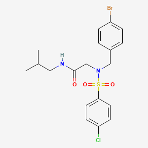 molecular formula C19H22BrClN2O3S B4565912 N~2~-(4-bromobenzyl)-N~2~-[(4-chlorophenyl)sulfonyl]-N-(2-methylpropyl)glycinamide 