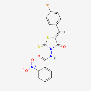 molecular formula C17H10BrN3O4S2 B4565936 N-[(5Z)-5-[(4-bromophenyl)methylidene]-4-oxo-2-sulfanylidene-1,3-thiazolidin-3-yl]-2-nitrobenzamide 