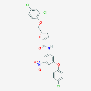 molecular formula C24H15Cl3N2O6 B456595 N-[3-(4-chlorophenoxy)-5-nitrophenyl]-5-[(2,4-dichlorophenoxy)methyl]furan-2-carboxamide 