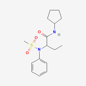 molecular formula C16H24N2O3S B4566070 N-cyclopentyl-2-[(methylsulfonyl)(phenyl)amino]butanamide 