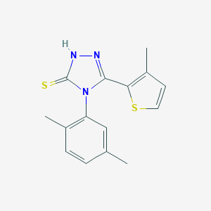 molecular formula C15H15N3S2 B456608 4-(2,5-dimethylphenyl)-5-(3-methyl-2-thienyl)-4H-1,2,4-triazol-3-yl hydrosulfide 