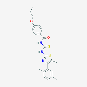 molecular formula C23H25N3O2S2 B456617 N-[[4-(2,5-dimethylphenyl)-5-methyl-1,3-thiazol-2-yl]carbamothioyl]-4-propoxybenzamide 
