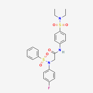 molecular formula C24H26FN3O5S2 B4566188 N~1~-{4-[(diethylamino)sulfonyl]phenyl}-N~2~-(4-fluorophenyl)-N~2~-(phenylsulfonyl)glycinamide 