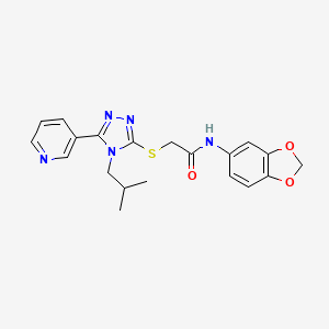 molecular formula C20H21N5O3S B4566277 N-(1,3-benzodioxol-5-yl)-2-{[4-(2-methylpropyl)-5-(pyridin-3-yl)-4H-1,2,4-triazol-3-yl]sulfanyl}acetamide 