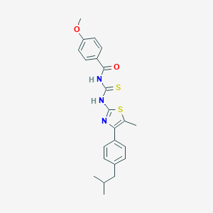 molecular formula C23H25N3O2S2 B456628 N-[4-(4-isobutylphenyl)-5-methyl-1,3-thiazol-2-yl]-N'-(4-methoxybenzoyl)thiourea 