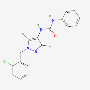 molecular formula C19H19ClN4O B4566296 N-[1-(2-chlorobenzyl)-3,5-dimethyl-1H-pyrazol-4-yl]-N'-phenylurea 