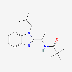molecular formula C18H27N3O B4566494 N-[1-(1-isobutyl-1H-benzimidazol-2-yl)ethyl]-2,2-dimethylpropanamide 
