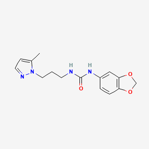 molecular formula C15H18N4O3 B4566679 N-1,3-benzodioxol-5-yl-N'-[3-(5-methyl-1H-pyrazol-1-yl)propyl]urea 