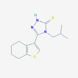 molecular formula C14H19N3S2 B456676 4-isobutyl-5-(4,5,6,7-tetrahydro-1-benzothien-3-yl)-4H-1,2,4-triazol-3-yl hydrosulfide 