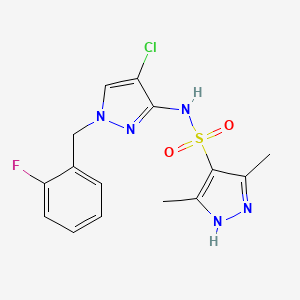 molecular formula C15H15ClFN5O2S B4566839 N~4~-[4-CHLORO-1-(2-FLUOROBENZYL)-1H-PYRAZOL-3-YL]-3,5-DIMETHYL-1H-PYRAZOLE-4-SULFONAMIDE 
