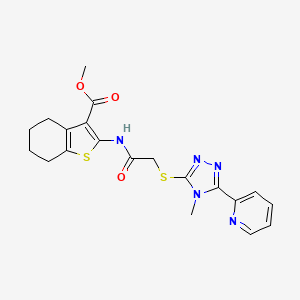 molecular formula C20H21N5O3S2 B4567011 methyl 2-[({[4-methyl-5-(2-pyridinyl)-4H-1,2,4-triazol-3-yl]thio}acetyl)amino]-4,5,6,7-tetrahydro-1-benzothiophene-3-carboxylate 
