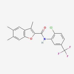 molecular formula C19H15ClF3NO2 B4567013 N-[2-chloro-5-(trifluoromethyl)phenyl]-3,5,6-trimethyl-1-benzofuran-2-carboxamide 