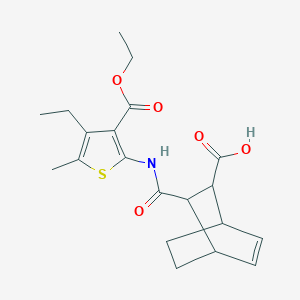 molecular formula C20H25NO5S B456717 3-({[3-(Ethoxycarbonyl)-4-ethyl-5-methyl-2-thienyl]amino}carbonyl)bicyclo[2.2.2]oct-5-ene-2-carboxylic acid 