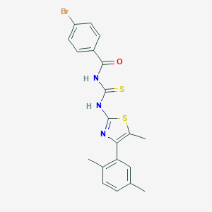molecular formula C20H18BrN3OS2 B456720 4-bromo-N-[[4-(2,5-dimethylphenyl)-5-methyl-1,3-thiazol-2-yl]carbamothioyl]benzamide 