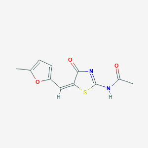 molecular formula C11H10N2O3S B4567505 N-[(5E)-5-[(5-methylfuran-2-yl)methylidene]-4-oxo-1,3-thiazol-2-yl]acetamide 