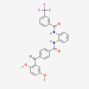 molecular formula C30H23F3N2O5 B4567557 N-(2-{[4-(2,5-dimethoxybenzoyl)benzoyl]amino}phenyl)-3-(trifluoromethyl)benzamide 