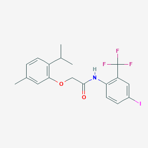 molecular formula C19H19F3INO2 B4567578 N-[4-iodo-2-(trifluoromethyl)phenyl]-2-(2-isopropyl-5-methylphenoxy)acetamide 