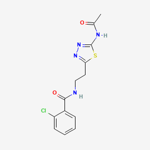 molecular formula C13H13ClN4O2S B4567584 N-{2-[5-(acetylamino)-1,3,4-thiadiazol-2-yl]ethyl}-2-chlorobenzamide 