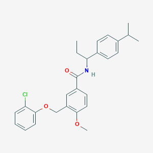 molecular formula C27H30ClNO3 B456763 3-[(2-chlorophenoxy)methyl]-N-[1-(4-isopropylphenyl)propyl]-4-methoxybenzamide 