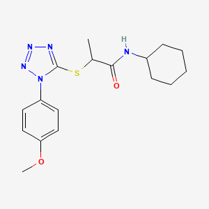 molecular formula C17H23N5O2S B4567817 N-cyclohexyl-2-{[1-(4-methoxyphenyl)-1H-tetrazol-5-yl]thio}propanamide 