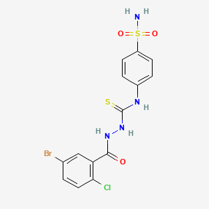 molecular formula C14H12BrClN4O3S2 B4567821 N-[4-(aminosulfonyl)phenyl]-2-(5-bromo-2-chlorobenzoyl)hydrazinecarbothioamide 
