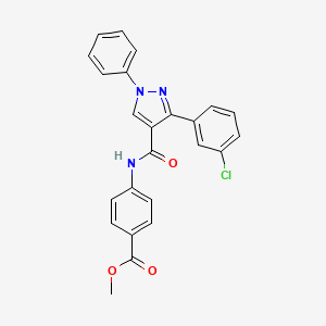 molecular formula C24H18ClN3O3 B4567827 Methyl 4-[[3-(3-chlorophenyl)-1-phenylpyrazole-4-carbonyl]amino]benzoate 