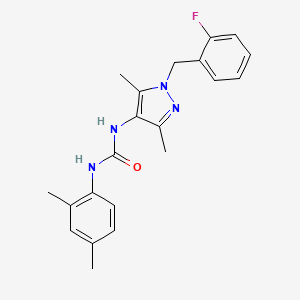 molecular formula C21H23FN4O B4567842 N-(2,4-dimethylphenyl)-N'-[1-(2-fluorobenzyl)-3,5-dimethyl-1H-pyrazol-4-yl]urea 