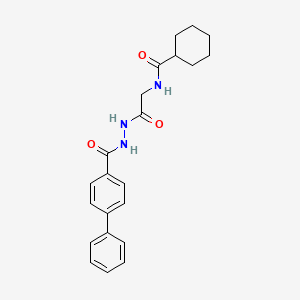 molecular formula C22H25N3O3 B4567847 N-{2-[2-(4-biphenylylcarbonyl)hydrazino]-2-oxoethyl}cyclohexanecarboxamide 