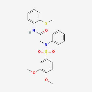 molecular formula C23H24N2O5S2 B4568013 N~2~-[(3,4-dimethoxyphenyl)sulfonyl]-N~1~-[2-(methylthio)phenyl]-N~2~-phenylglycinamide 