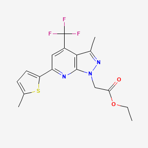 molecular formula C17H16F3N3O2S B4568049 ETHYL 2-[3-METHYL-6-(5-METHYL-2-THIENYL)-4-(TRIFLUOROMETHYL)-1H-PYRAZOLO[3,4-B]PYRIDIN-1-YL]ACETATE 