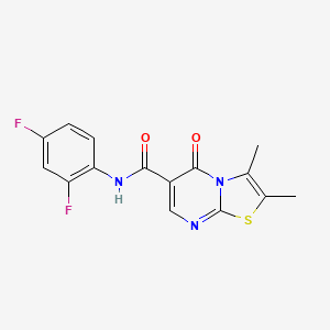 molecular formula C15H11F2N3O2S B4568159 N-(2,4-difluorophenyl)-2,3-dimethyl-5-oxo-5H-[1,3]thiazolo[3,2-a]pyrimidine-6-carboxamide 