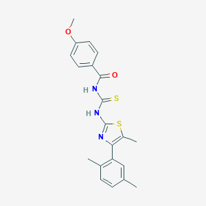 molecular formula C21H21N3O2S2 B456821 N-[[4-(2,5-dimethylphenyl)-5-methyl-1,3-thiazol-2-yl]carbamothioyl]-4-methoxybenzamide 