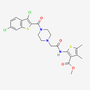 molecular formula C23H23Cl2N3O4S2 B4568308 methyl 2-[({4-[(3,6-dichloro-1-benzothiophen-2-yl)carbonyl]piperazin-1-yl}acetyl)amino]-4,5-dimethylthiophene-3-carboxylate CAS No. 883548-17-2