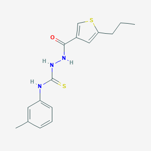 molecular formula C16H19N3OS2 B456848 N-(3-methylphenyl)-2-[(5-propyl-3-thienyl)carbonyl]hydrazinecarbothioamide 