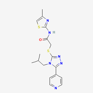molecular formula C17H20N6OS2 B4568660 2-{[4-(2-methylpropyl)-5-(pyridin-4-yl)-4H-1,2,4-triazol-3-yl]sulfanyl}-N-(4-methyl-1,3-thiazol-2-yl)acetamide 