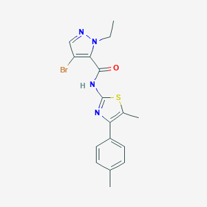 molecular formula C17H17BrN4OS B456875 4-BROMO-1-ETHYL-N~5~-[5-METHYL-4-(4-METHYLPHENYL)-1,3-THIAZOL-2-YL]-1H-PYRAZOLE-5-CARBOXAMIDE 