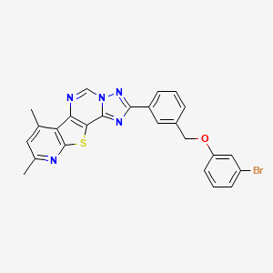 molecular formula C25H18BrN5OS B4568958 4-[3-[(3-bromophenoxy)methyl]phenyl]-11,13-dimethyl-16-thia-3,5,6,8,14-pentazatetracyclo[7.7.0.02,6.010,15]hexadeca-1(9),2,4,7,10(15),11,13-heptaene 