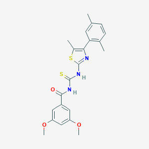 molecular formula C22H23N3O3S2 B456919 N-[[4-(2,5-dimethylphenyl)-5-methyl-1,3-thiazol-2-yl]carbamothioyl]-3,5-dimethoxybenzamide 