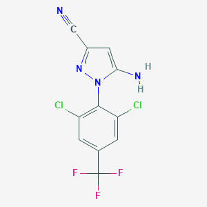 molecular formula C11H5Cl2F3N4 B045692 5-Amino-1-(2,6-dichloro-4-(trifluoromethyl)phenyl)-1H-pyrazole-3-carbonitrile CAS No. 120068-79-3