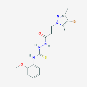 molecular formula C16H20BrN5O2S B457000 2-[3-(4-BROMO-3,5-DIMETHYL-1H-PYRAZOL-1-YL)PROPANOYL]-N~1~-(2-METHOXYPHENYL)-1-HYDRAZINECARBOTHIOAMIDE 