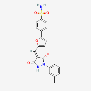 molecular formula C21H17N3O5S B4570029 4-[5-[(Z)-[1-(3-methylphenyl)-3,5-dioxopyrazolidin-4-ylidene]methyl]furan-2-yl]benzenesulfonamide 