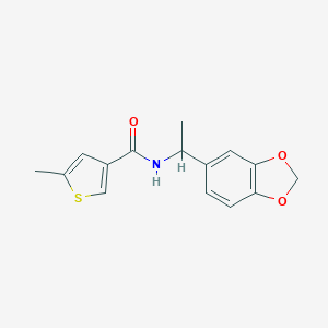 molecular formula C15H15NO3S B457007 N-[1-(1,3-benzodioxol-5-yl)ethyl]-5-methylthiophene-3-carboxamide 