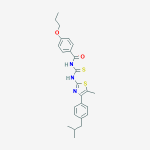 molecular formula C25H29N3O2S2 B457027 N-[4-(4-isobutylphenyl)-5-methyl-1,3-thiazol-2-yl]-N'-(4-propoxybenzoyl)thiourea 