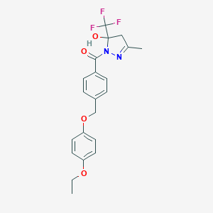 molecular formula C21H21F3N2O4 B457148 {4-[(4-ethoxyphenoxy)methyl]phenyl}[5-hydroxy-3-methyl-5-(trifluoromethyl)-4,5-dihydro-1H-pyrazol-1-yl]methanone 